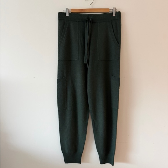 NWT Crush 100% Cashmere Dark Green Women's Knit Jogger Set size m $668 - Picture 6 of 9